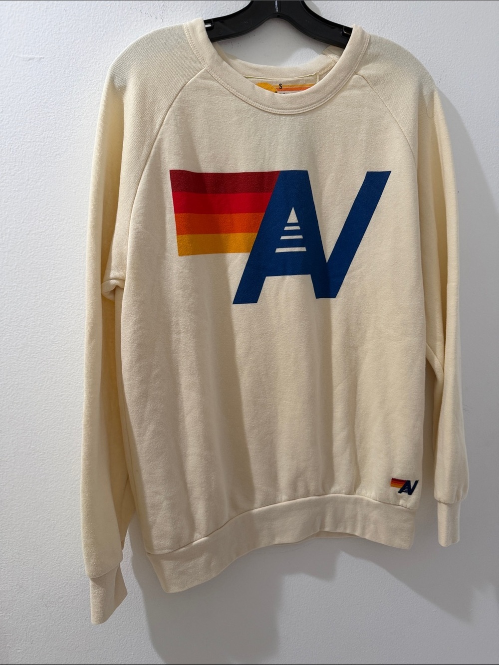 Aviator Nation Logo Relaxed crew sweatshirt vintage white